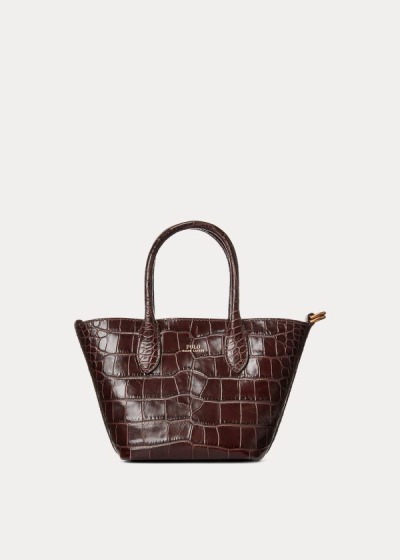 Bolsos De Mano Polo Ralph Lauren Mujer Chocolate - Embossed Mini Bellport - WLUOA6052